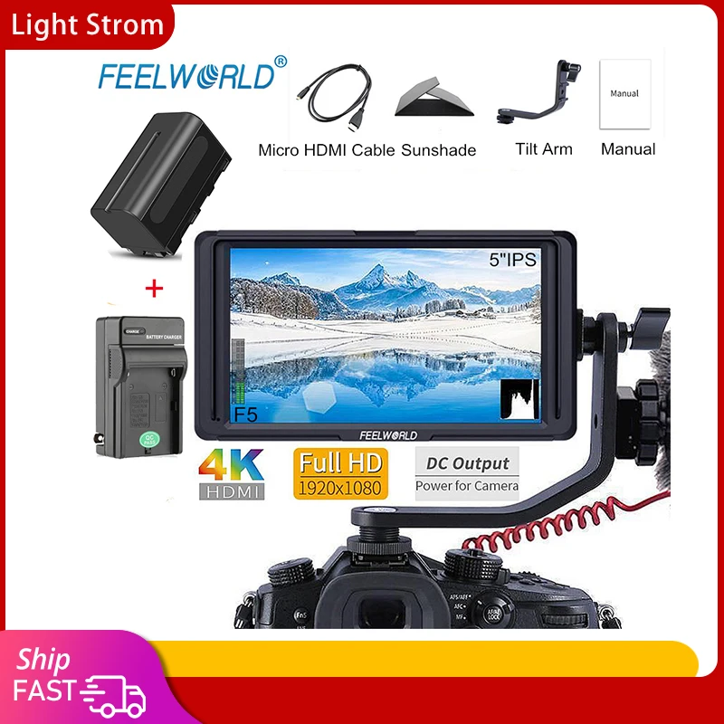 Накамерный монитор FEELWORLD F5 5 дюймов 4K HDMI Full HD 1920x108 0 IPS видео помощник в фокусировке