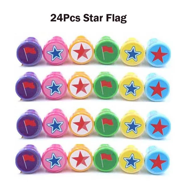 4 x 6Pcs Star Flag 24 шт самозаправляемые чернильные штампы, детские товары для вечеринок, подарки на день рождения, игрушки для мальчиков и девочек, Goody Bag, наполнители для пиньяты, рождественский подарок - Цвет: 4 x 6Pcs Star Flag