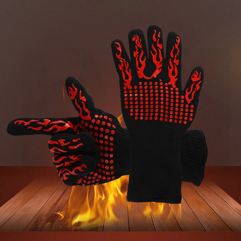

Лидер продаж перчатки для барбекю 500 °C термостойкие силиконовые перчатки для гриля Нескользящие многофункциональные перчатки для барбекю ...