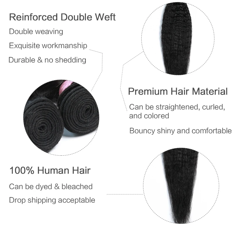 

Bigsophy Brazilian Hair 3pcs Bundles With 13*4 Frontal Closure Kinky Straight Yaki Hair Bundle With Closure 100% Human Remy Hair