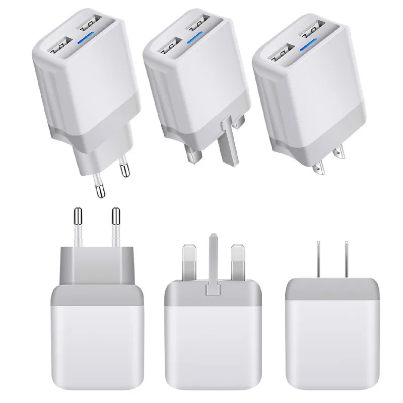 2.1A светодиодный двойной USB зарядное устройство EU US Зарядное устройство USB, подходит для Великобритании для samsung iPhone Xiaomi huawei Быстрая зарядка зарядное устройство для мобильного телефона