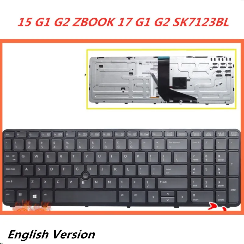 Клавиатура с английской раскладкой для ноутбука HP ZBOOK 15 G1 G2 17 SK7123BL|Клавиатуры