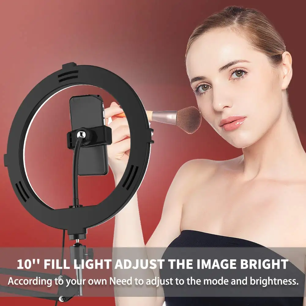 10 inch led selfie ring light with stand phone ring lamp desk photography lights for makeup youtube tiktok video ringlight free global shipping