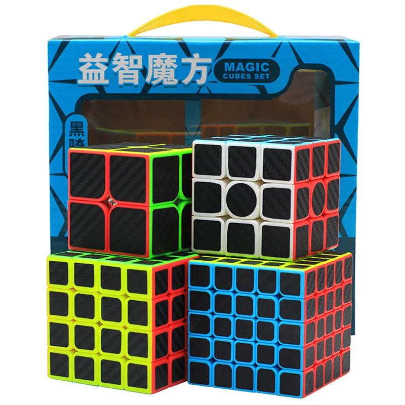 Zcube углеродное волокно черный рыцарь набор Подарочная коробка 2x2 3x3 4x4 5x5 Пирамида