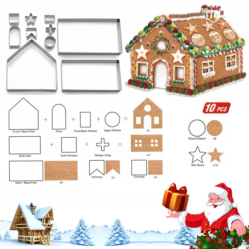 Форма для печенья из нержавеющей стали 3D имбирный домик трехмерные инструменты