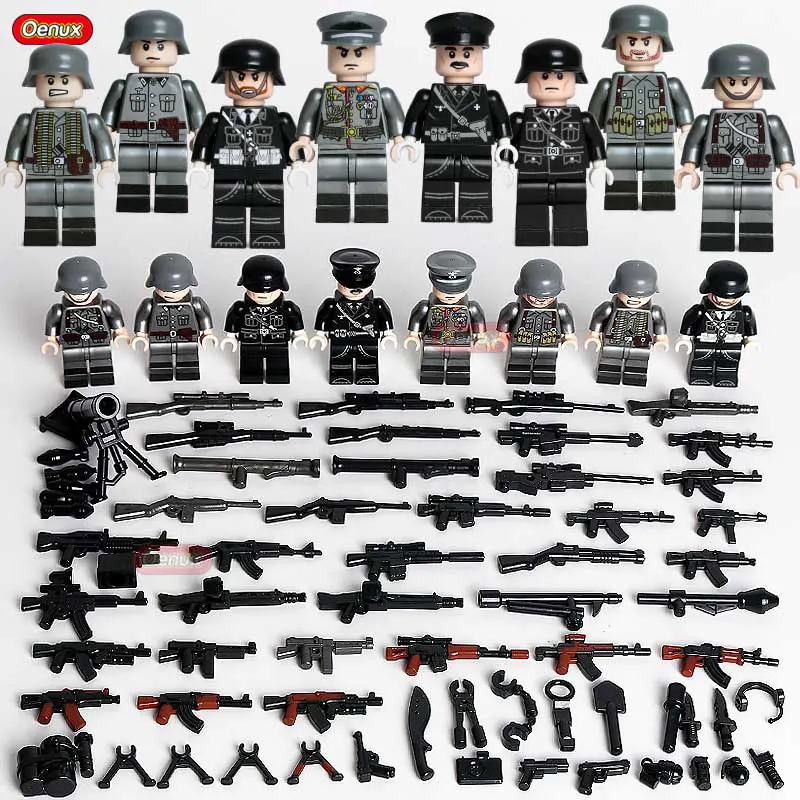 German Army 7 Oenux, новинка, 6 шт., WW2, мини, США, армейский солдат, фигурка, военный строительный блок, набор, WW2, военная модель оружия, MOC, кирпичная игрушка для детей - Цвет: German Army 7