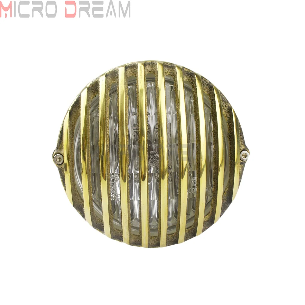 Винтажная мотоциклетная 5 &quotзубчатая фара латунная решетка крышка фары для Harley