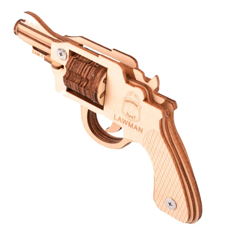 3D деревянные резинки пистолет сборная Игрушка Головоломка: оружие головоломка