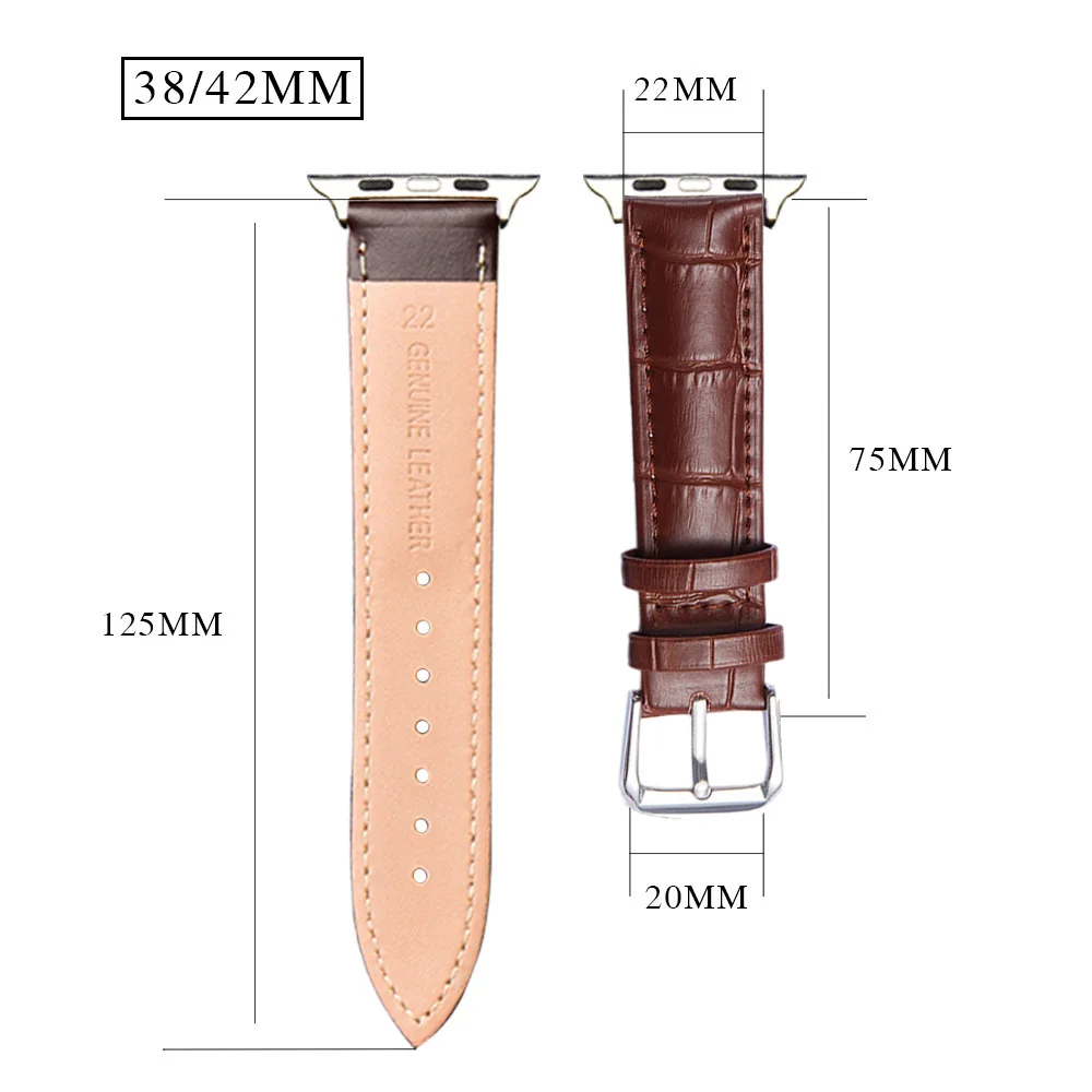 

Leather Strap for Apple Watch 1/2/3/4/5/6 SE Watchband Bracelet Accessories38mm 42mm 40mm 44mm