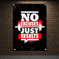 no excuses just results motivational workout posters exercise banners wall art flags canvas painting tapestry gym wall decor