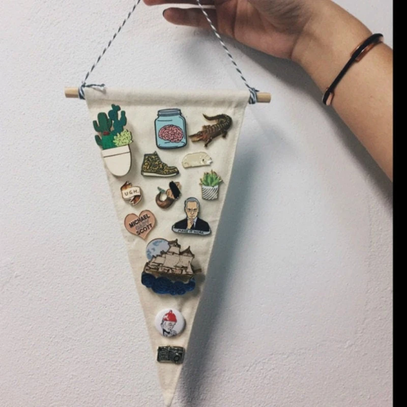 Треугольники стены брошь в виде флага Дисплей пустой холст эмалированная