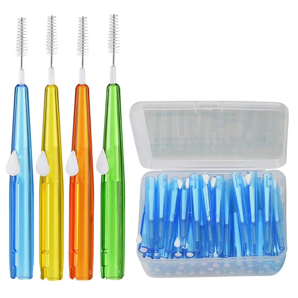 

60Pcs Push-Pull Interdental Brush 0.7MM Dental Tooth Pick Interdental Cleaners Orthodontic Wire Toothpick ToothBrush Oral Care