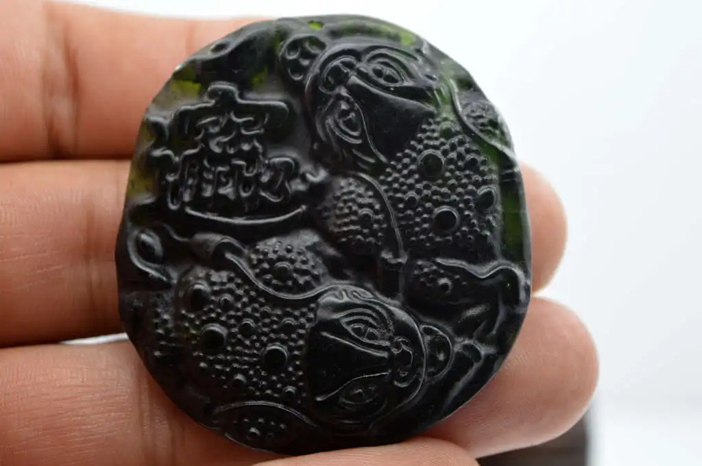 LETSFUN Изящные Ювелирные изделия китайская Нефритовая резьба черный Нефритовый