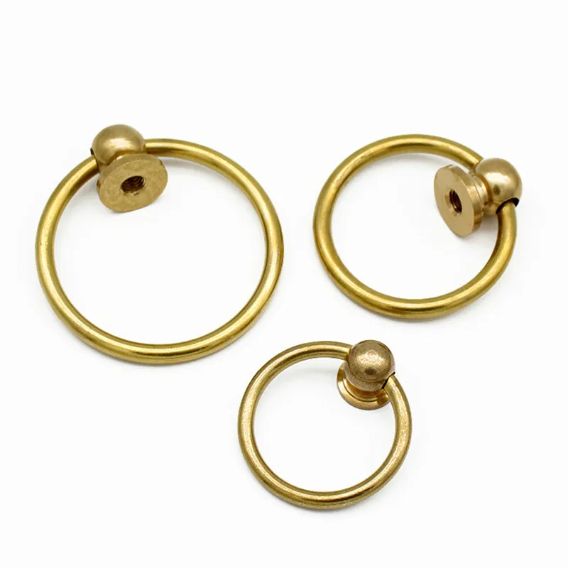 Античное кольцо медная ручка круглая одно отверстие маленькая для шкафа ящика