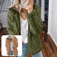 soft simple zipper closure women fleece coat comfy winter coat long sleeve for home