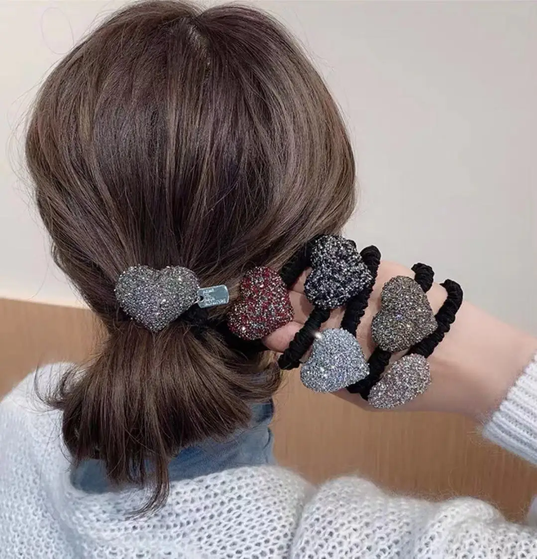 

New Metallic Textured Fabric Hair Rope Square Hair Tie Elegant Ladies Fashion Hair Rope Hair Accessories