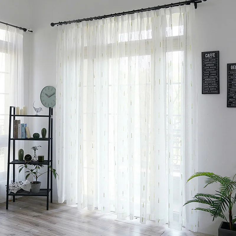 Льняные белые газовые занавески полосатые экраны зеленые тюлевые перегородки