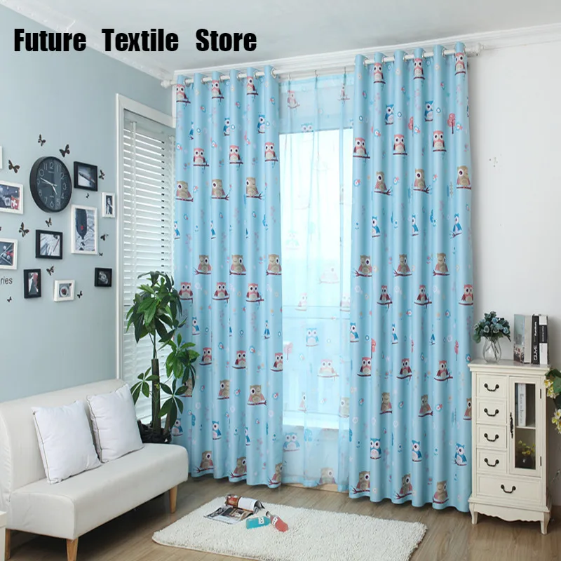 

Modern Simple Owl Printing Shading Curtains for Living Dining Room Bedroom.