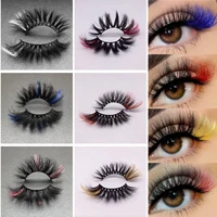 new 3d eyelashes colorful 100 real mink lashes ombre fluffy red blue white mix color false eyelashes wholesale cilias party