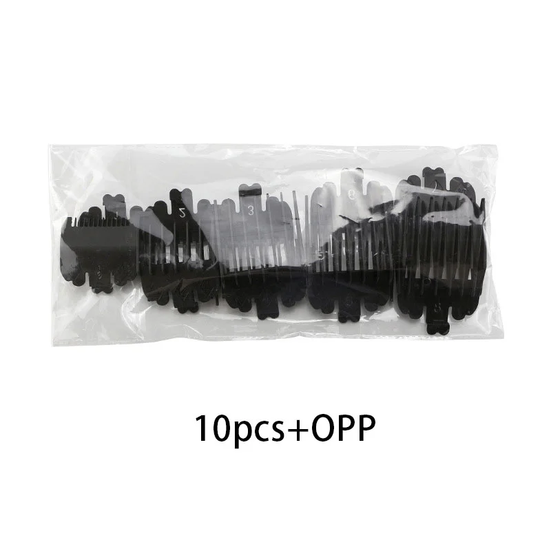 

10Pcs/set Black Universal Limit Comb Electric Hair Clipper Caliper Positioning Comb 1.5/ 3/4.5/6/10/13/16/19/22/25mm OPP bag