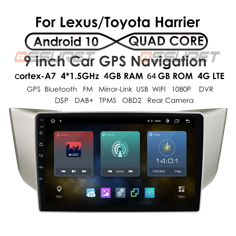 

Автомобильный радиоприемник на Android 10 для Lexus RX RX300 RX330 RX400H 2003 - 2009 toyota Harrier Автомобильный GPS стерео Мультимедийный видеоплеер