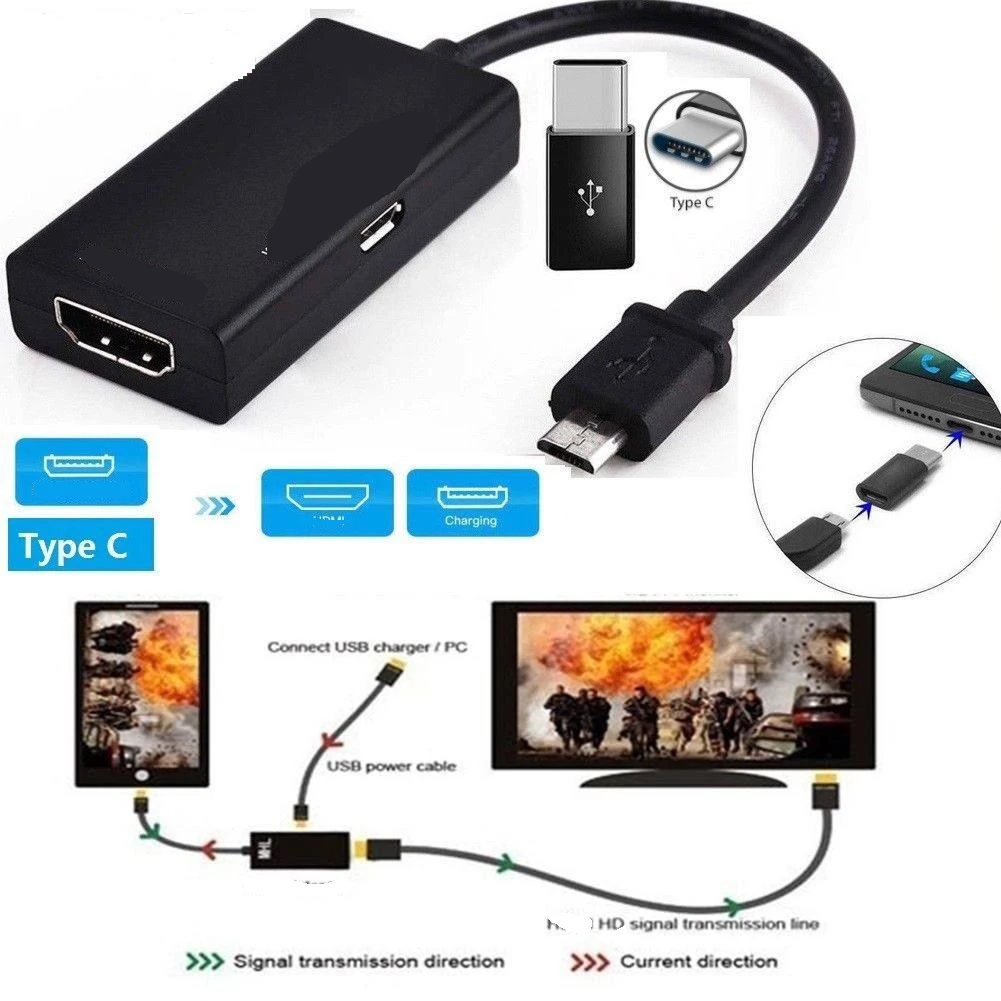 Преобразователи Micro USB type c на hdmi совместимый адаптер HD 1080P C и кабель для xiaomi2 HUAWEI