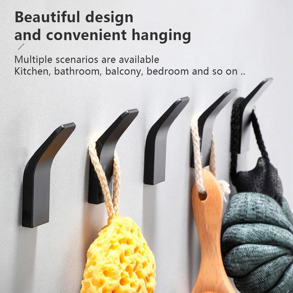 

Wall Adhesive Hooks No Drilling Towel Coat Keys Hangers Wall-Mounted Rack Rustproof Hanger Bath Accessories Kitchen Hardware 5Pc