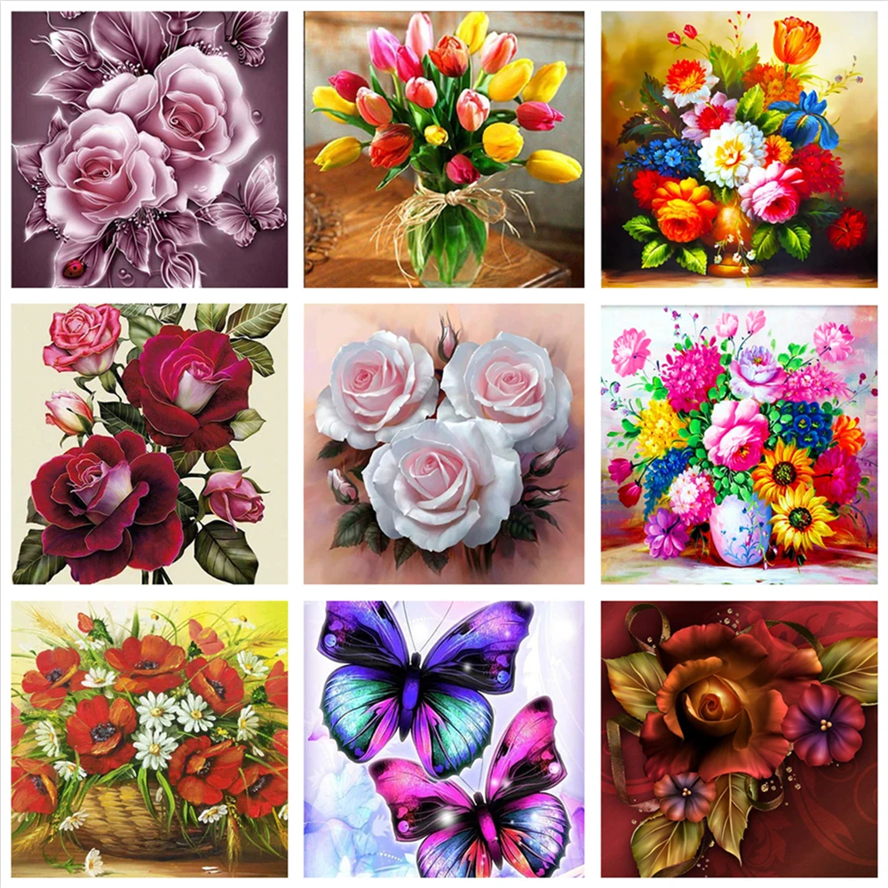 Картина для алмазной вышивки с цветами 5D|Алмазная мозаика и вышивка| |