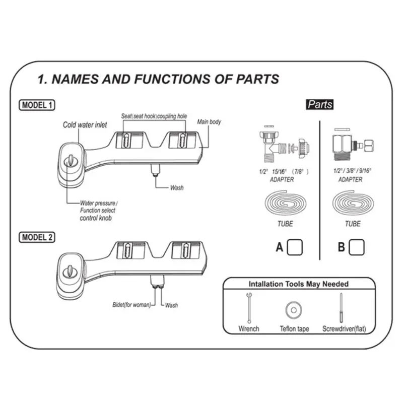 

Bidet Toilet Seat Single Nozzle Fresh Water Spray Non-Electric Bidet Attachment