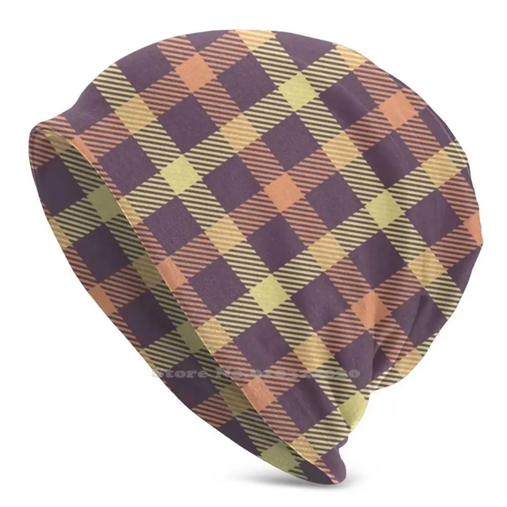 Персиковые, фиолетовые, желтые шотландские узоры и искусственные теплые шляпы, красивые, красивые, серо-серые, сиреневые, сиреневые, фиолето...
