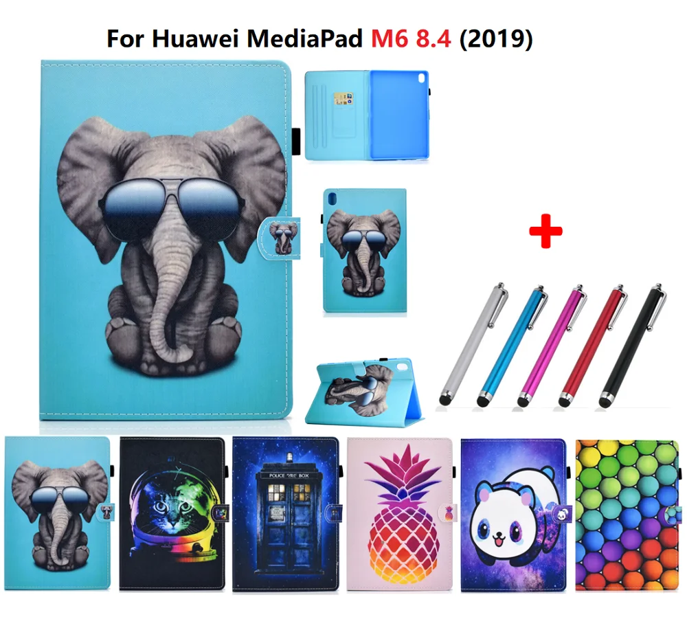 Чехлы с принтом панды слона для Huawei Media pad M6 8 4 &quot2019 чехол откидной подставкой MediaPad