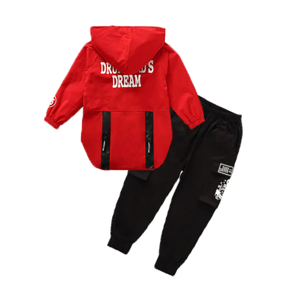 

Polyester Boy Clothing Sets Spring and Autumn New 2021 Handsome Slim Hooded Collar Movement Fashion Casual Children's Clothing