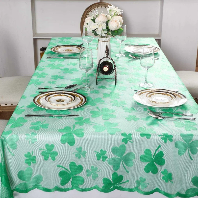 В стиле Св. Патрика День Святого Валентина скатерть 60x84 дюйма зеленого цвета с