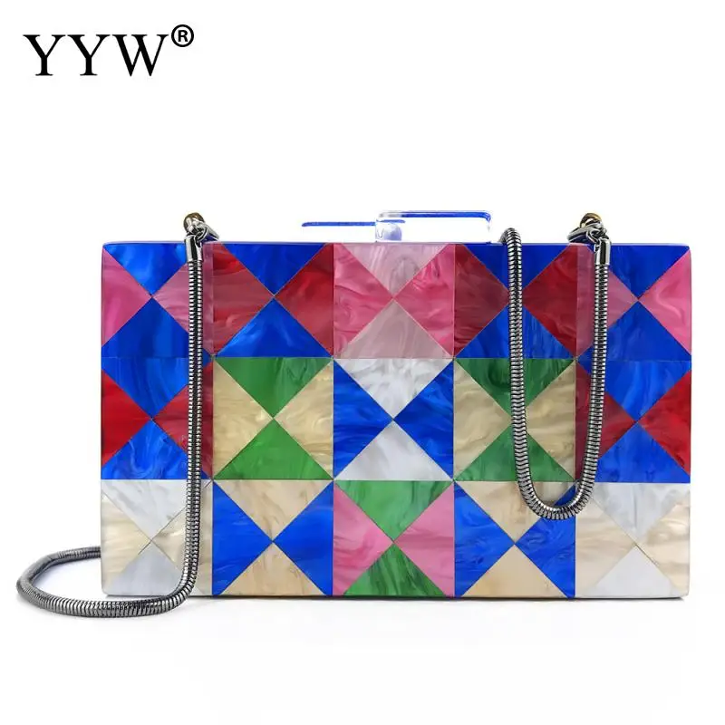 

Женская акриловая сумка-клатч с геометрическим рисунком, вечерний клатч для женщин, акриловая сумочка-кошелек на цепочке, сумка через плечо...