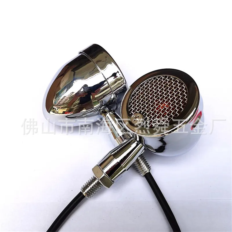 

Retro Motorcycle Turn Signal Indicator Light Grid Lampshade Refitting Accessories Easy Installation Metal Universal Black Silver