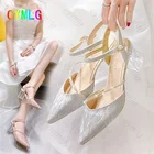 Сандалии Baotou женские на толстом каблуке, босоножки с острым носком, обувь в Корейском стиле, высокий каблук, 32-42, лето 2021