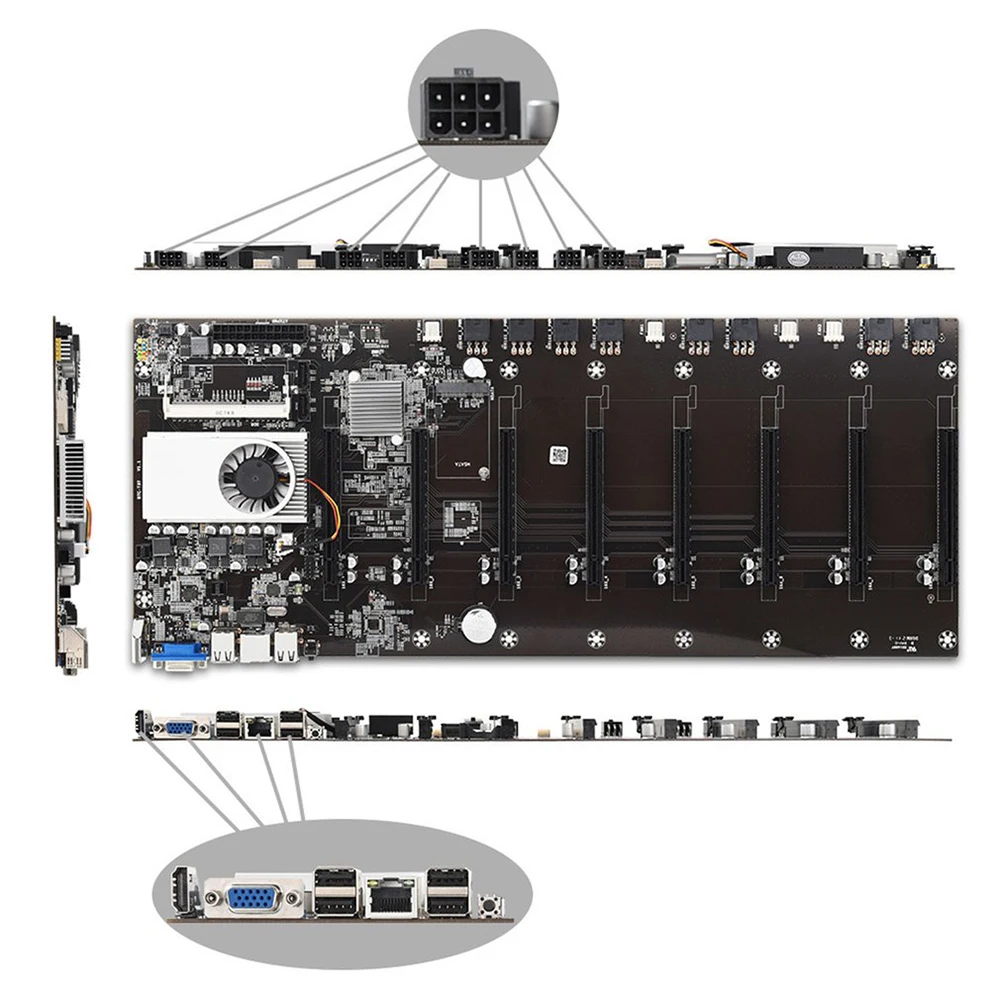Материнская плата с расширяемым портом 8 * PCIE 16X /4 USB2.0 /DDR3 Sodimm слот/Поддержка