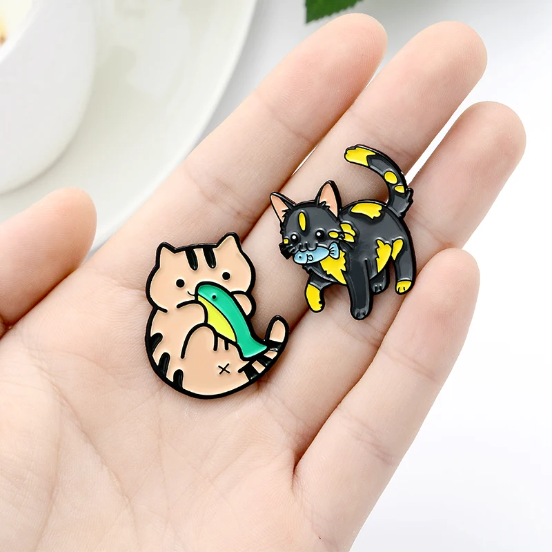 Cat Club Enamel Pins Fish Tank Sleeping Playing Glass Bottle Cute Kitten Animal Brooch Cartoon Badge Pin Buckle Gift For Friends | Украшения