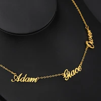 three name custom necklace personalized stainless steel necklace for women couple chain choker with gift box jewelry christmas