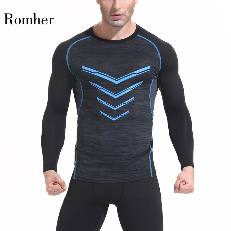Quick Dry Sport Shirt Men Slim Fit Compression Top Long Sleeve V-neck Men's Running T-Shirts Gym Training Sportswear New 2020 | Спорт и