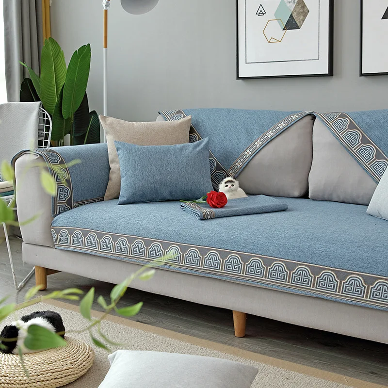 Летняя подушка для дивана однотонный современный простой нескользящий чехол