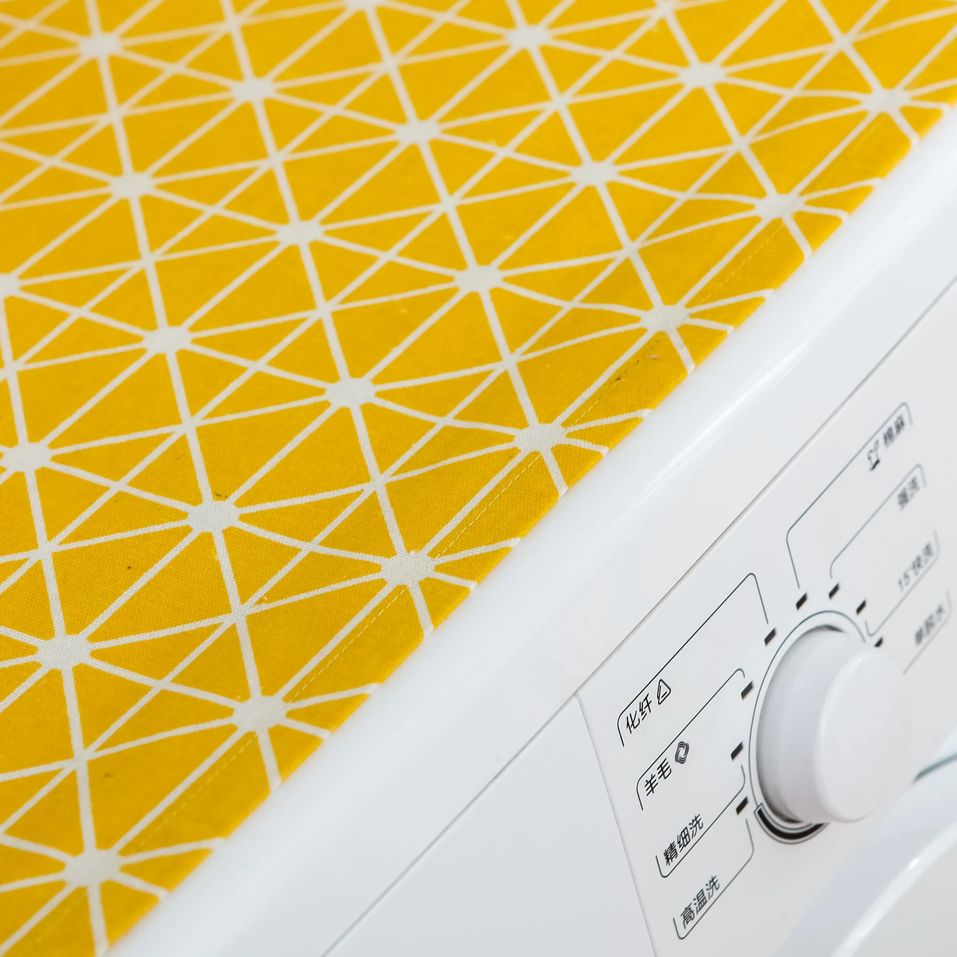 

Yellow geometric color drum washing machine cover bedside table cloth cloth cotton cover towel refrigerator cover household