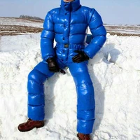 men jumpsuits ski suit bright color hooded jacket fashion jumpsuit solid slim playsuit male parka outfits zipper jackets coats
