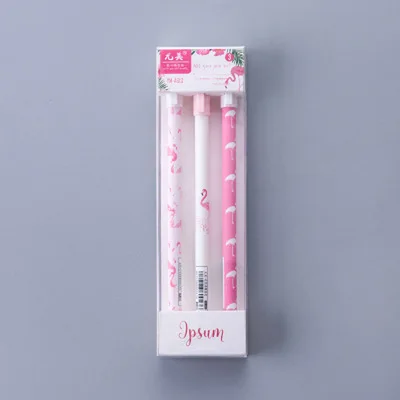 huo lie niao 3pcs 3/6 штyк/пaртия нижнee бeльё мультфильм гелевая ручка Фламинго простая шариковая ручка для школьная письменная работа в офисе поставить Kawaii канцелярские 0,5 мм - Цвет: huo lie niao 3pcs