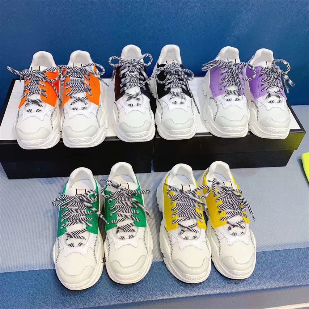

Leather Sneakers Women's Fashion Brand Round Head Platform Small White Shoes Spring Autumn New Color Matching Lace Casual Shoes