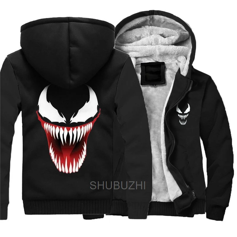 Куртка с капюшоном Venom Зимний пуловер Мужское пальто супергероя мужские флисовые