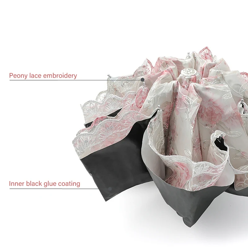 

Double Lace Umbrella Embroidery Umbrella Tri-Fold Sun-proof Vinyl Umbrellas Sunny And Rainy Umbrella