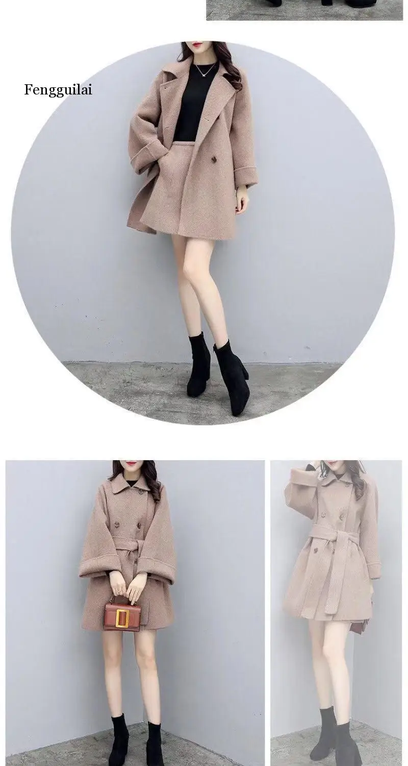 

Autumn & Winter New Style Graceful Two-Piece Set Woolen Jacket-Style Short Skirt Woolen Cloth Skirt WOMEN'S Suit Fashion
