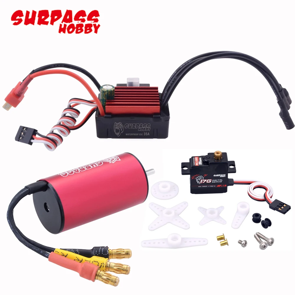 

Водонепроницаемый бесщеточный двигатель Surpass Hobby 2040 2280/3200/3900/4480KV 35A ESC S0017M 17G 3,5 KG, металлическая шестерня, цифровой сервопривод для радиоуправ...