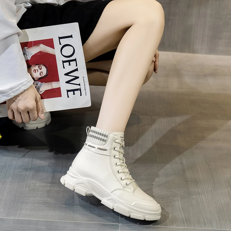 

Martin Boots Women Within The Higher 7.5CM 2021 New Autumn and Winter Boots-In-Tube Casual Women's Boots Leather Short Boots